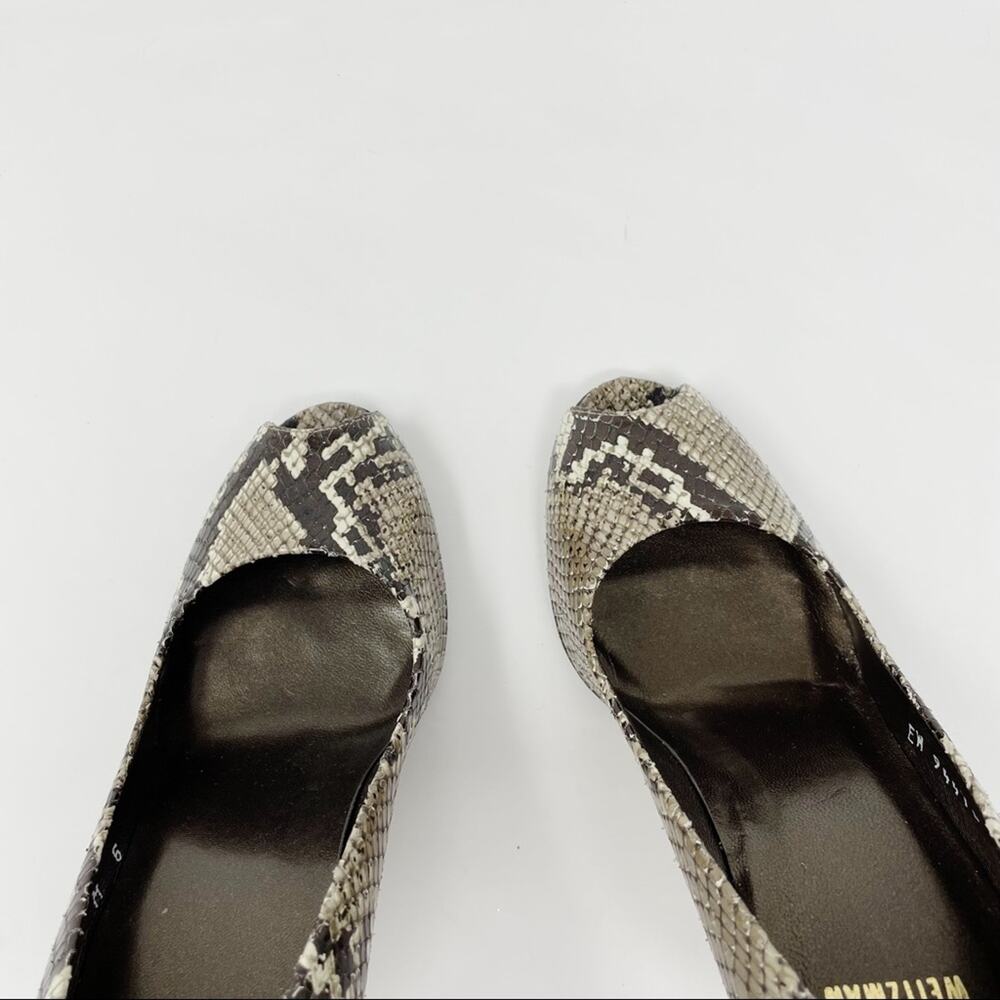 Stuart Weitzman Snakeskin Python Leather Peep Toe… - image 5